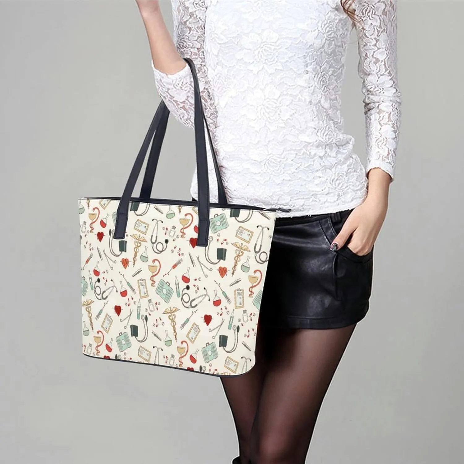 Pink Witch Gothic Pattern A Leather Handbag with Large Capacity And Portability