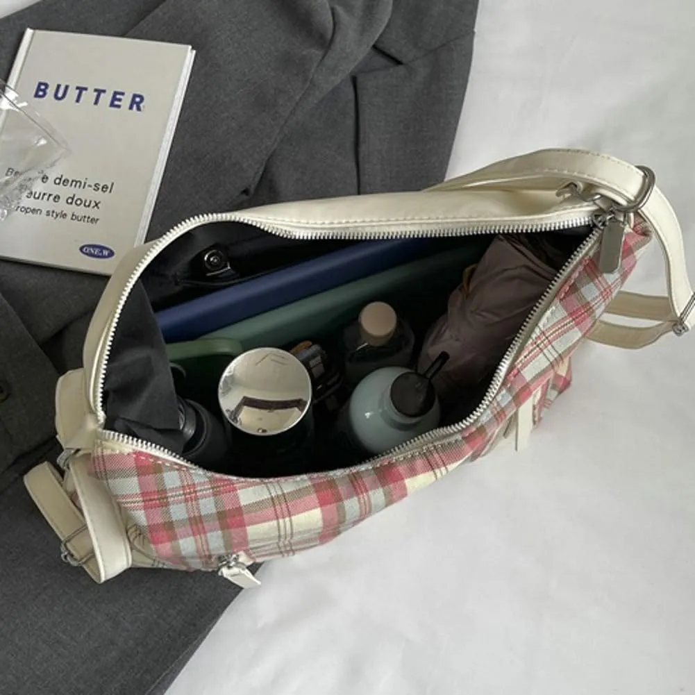 Plaid Hobo Bags fir Women Trendy Leather Shoulder Bag Purse Cute Slouchy Tote Bag Satchel Handbag Crossbody Bag