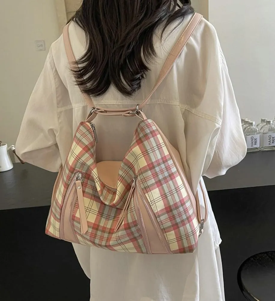 Plaid Hobo Bags fir Women Trendy Leather Shoulder Bag Purse Cute Slouchy Tote Bag Satchel Handbag Crossbody Bag