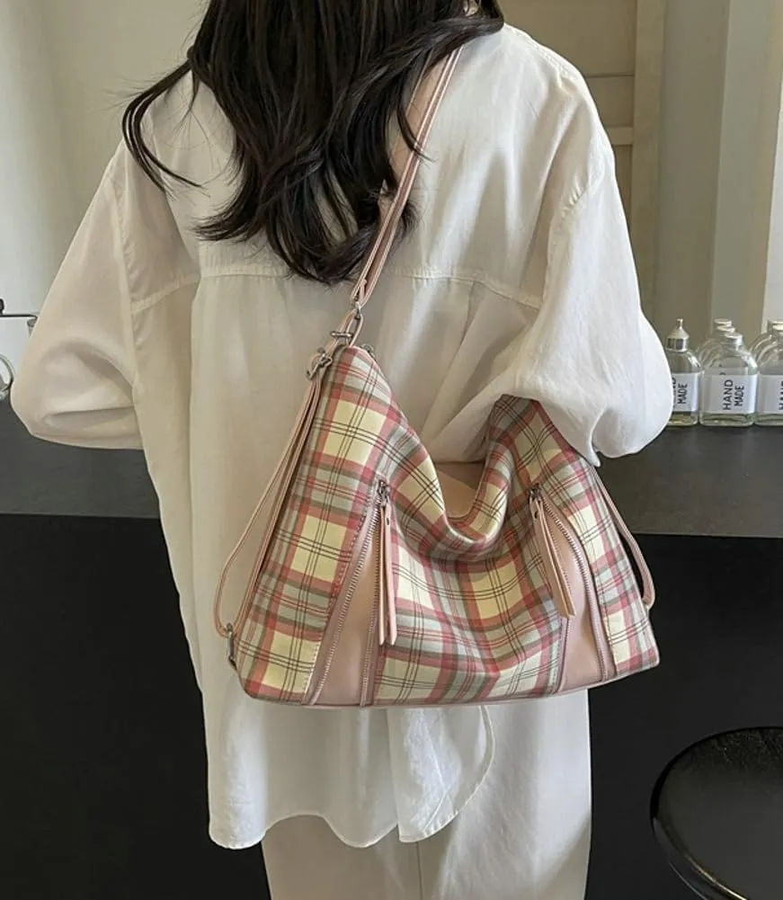 Plaid Hobo Bags fir Women Trendy Leather Shoulder Bag Purse Cute Slouchy Tote Bag Satchel Handbag Crossbody Bag