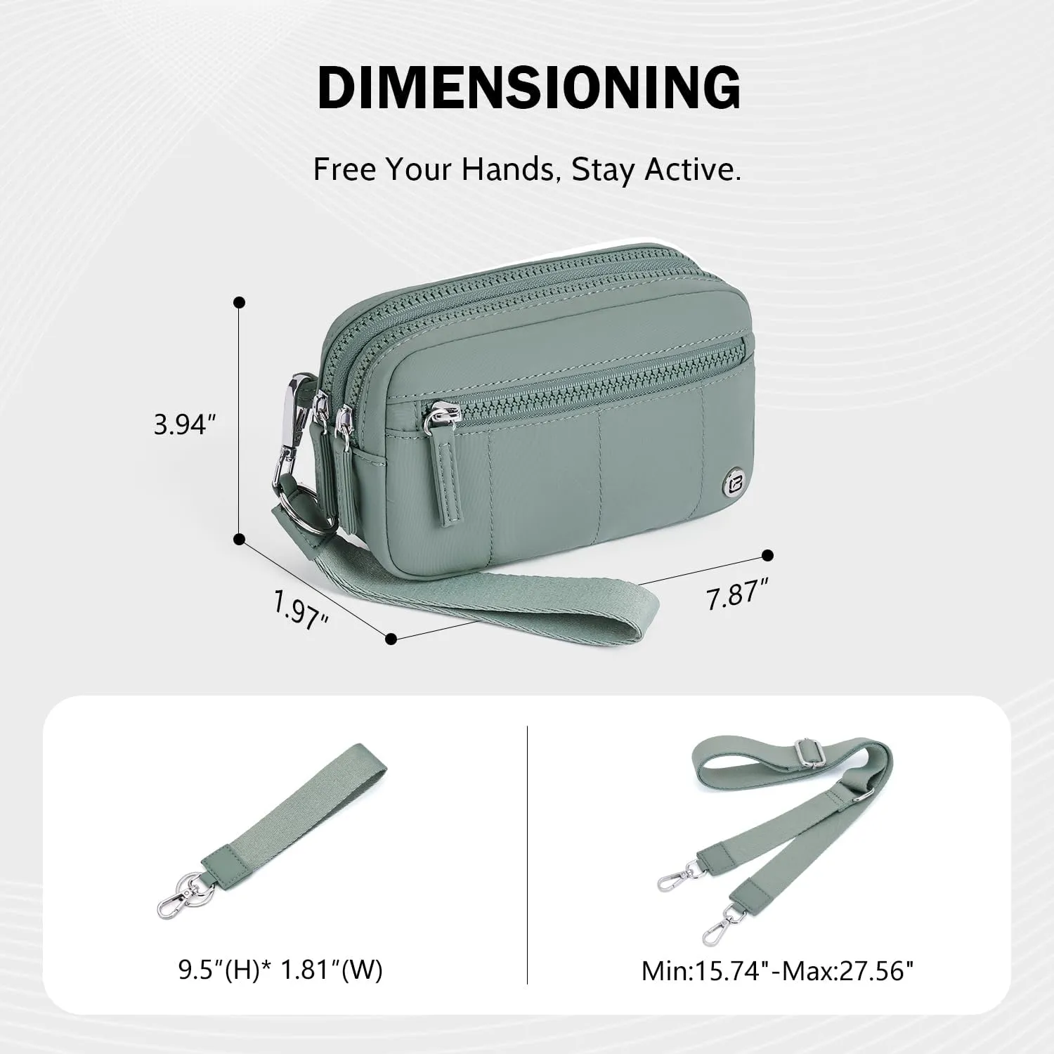 POIUGOYA Small Nylon Crossbody Bags for Women,RFID Wristlet Purse Built in Wallet, 4 Zipper Crossbody Wallet Phone Organizer
