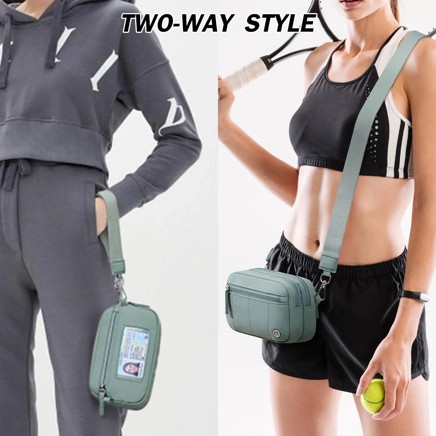 POIUGOYA Small Nylon Crossbody Bags for Women,RFID Wristlet Purse Built in Wallet, 4 Zipper Crossbody Wallet Phone Organizer