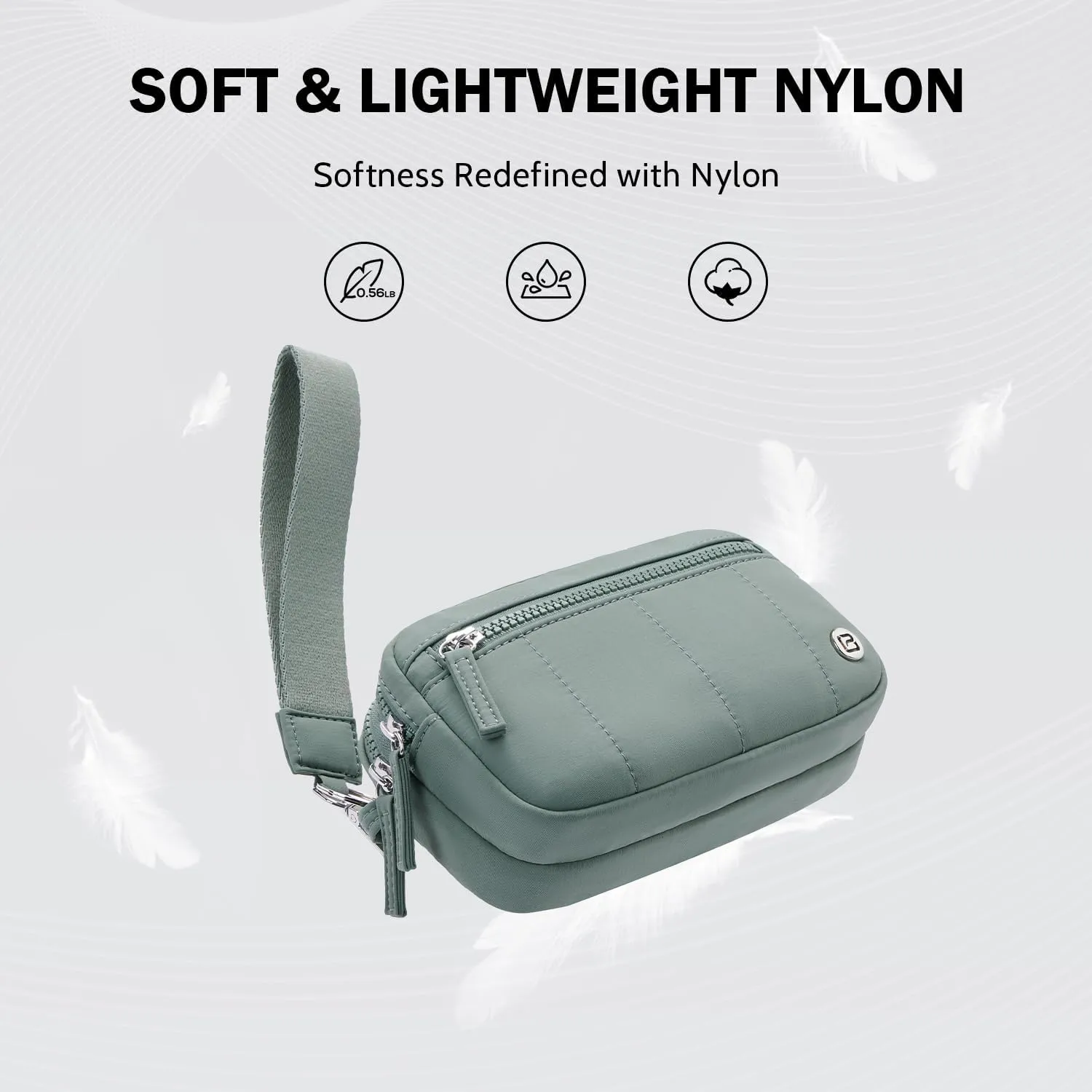 POIUGOYA Small Nylon Crossbody Bags for Women,RFID Wristlet Purse Built in Wallet, 4 Zipper Crossbody Wallet Phone Organizer
