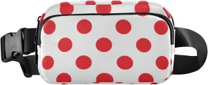 Polka Dot Red White Fanny Pack for Women Men Belt Bag Crossbody Waist Pouch Waterproof Everywhere Purse Fashion Sling Bag for Running Hiking Workout Walking