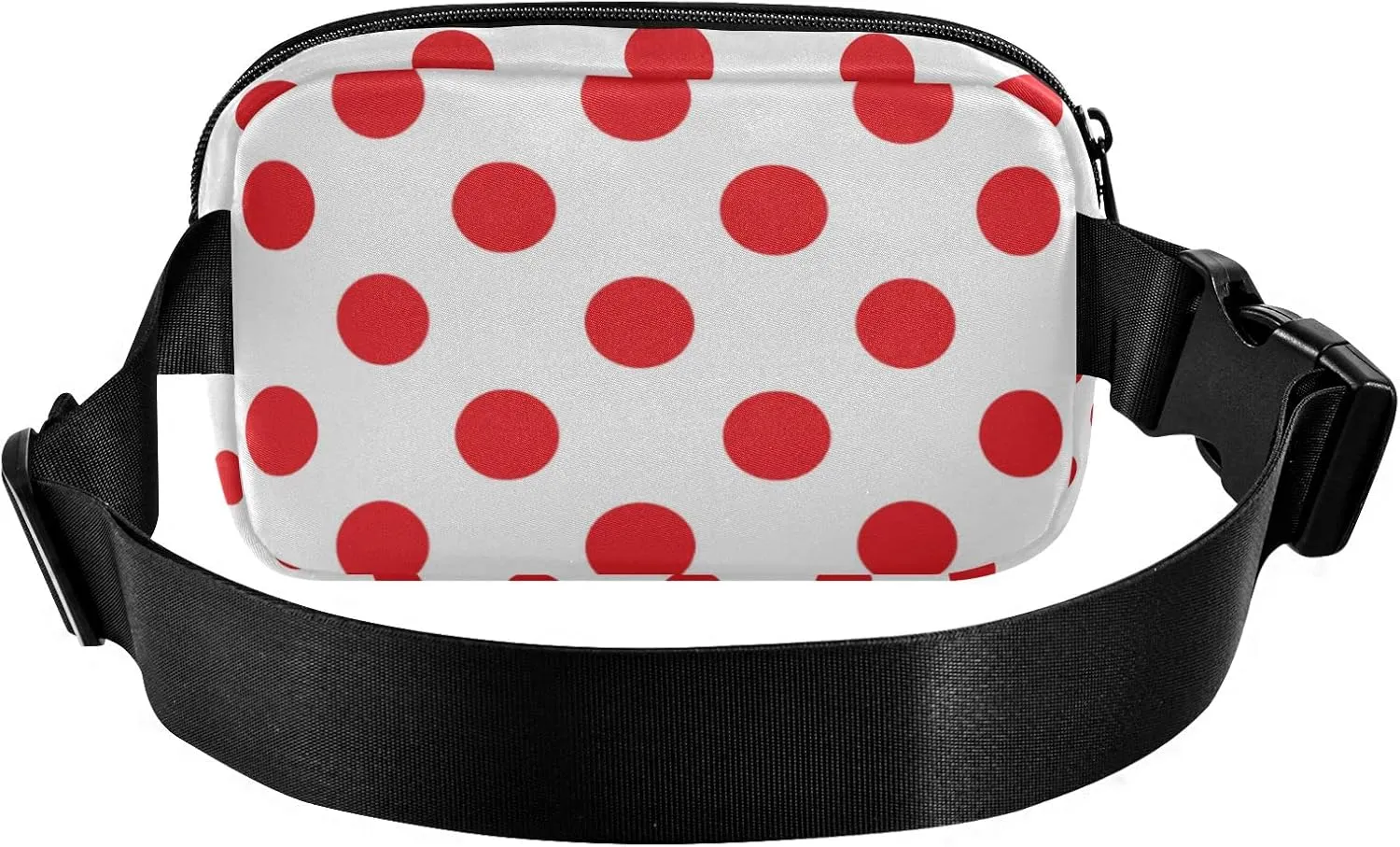 Polka Dot Red White Fanny Pack for Women Men Belt Bag Crossbody Waist Pouch Waterproof Everywhere Purse Fashion Sling Bag for Running Hiking Workout Walking