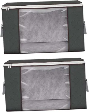 PRETYZOOM Storage Bags Clothes 2pcs Laundry Storage Containers Closet Organizers Foldable Design Space-saving