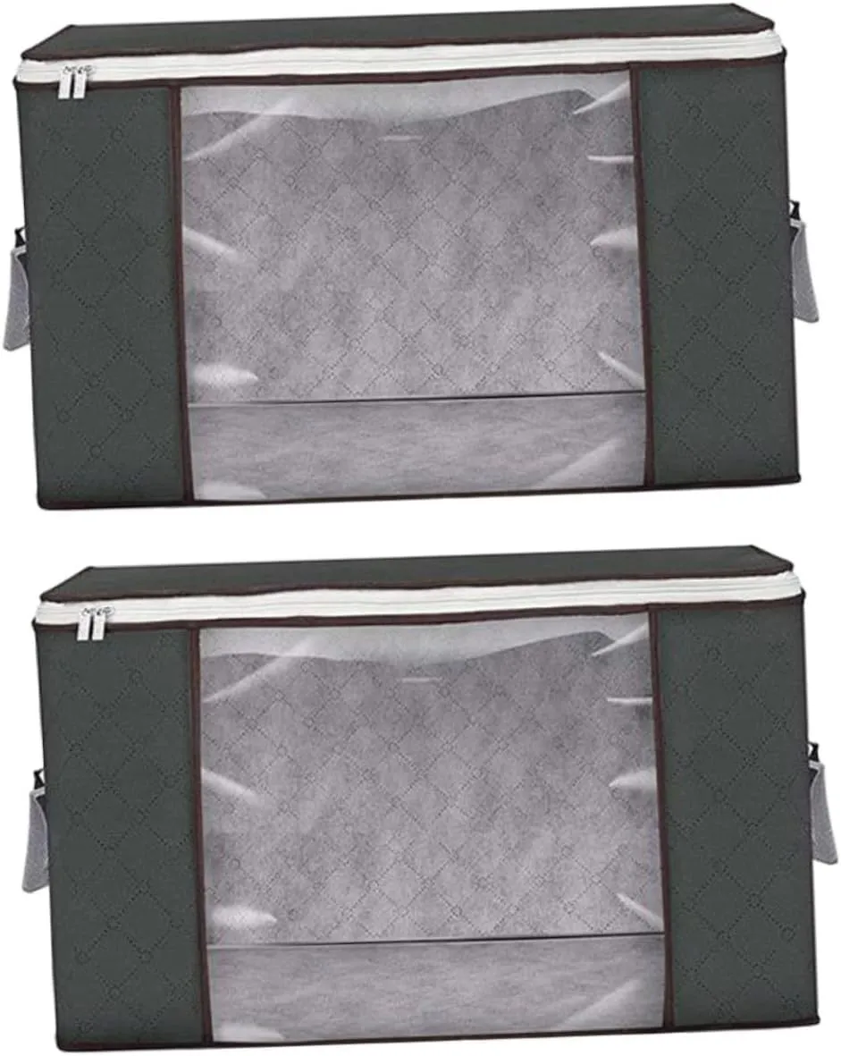 PRETYZOOM Storage Bags Clothes 2pcs Laundry Storage Containers Closet Organizers Foldable Design Space-saving