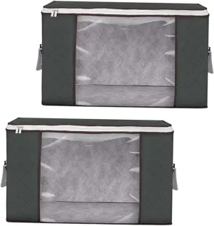 Quilt Storage Bags for Clothes 2 Pack Large Capacity Fabric Zipper Lock Space Saver