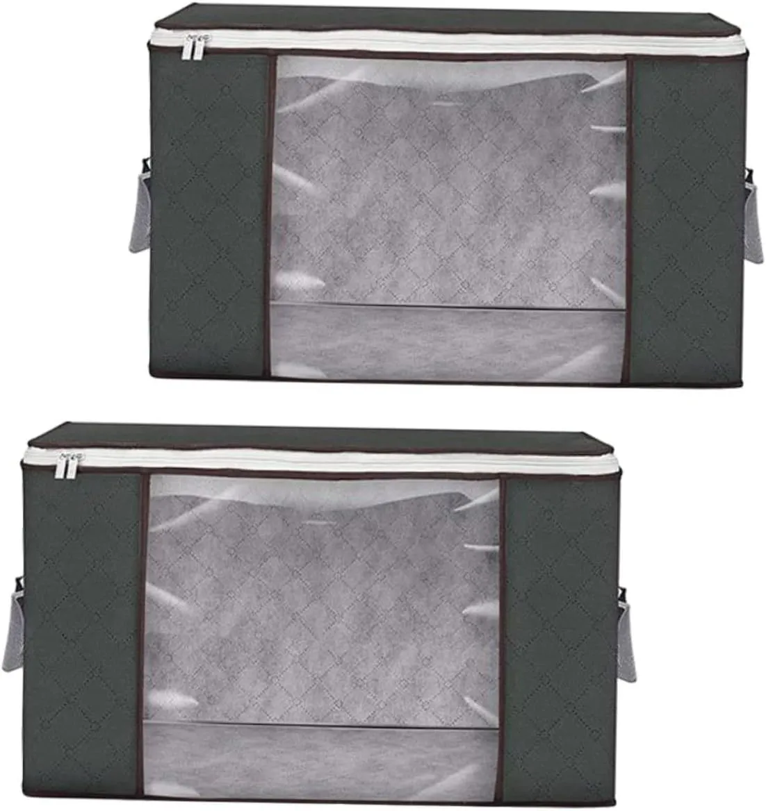 Quilt Storage Bags for Clothes 2 Pack Large Capacity Fabric Zipper Lock Space Saver
