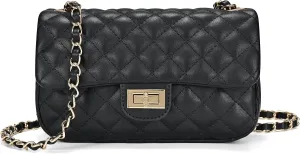 Quilted Crossbody Bags for Women, Small Soft Shoulder Handbags, Ladies Mini Vegan Leather Clutch Purses
