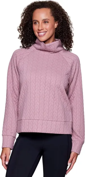 RBX Active Women's Ultra Soft Quilted Cowl Neck Pullover Sweatshirt