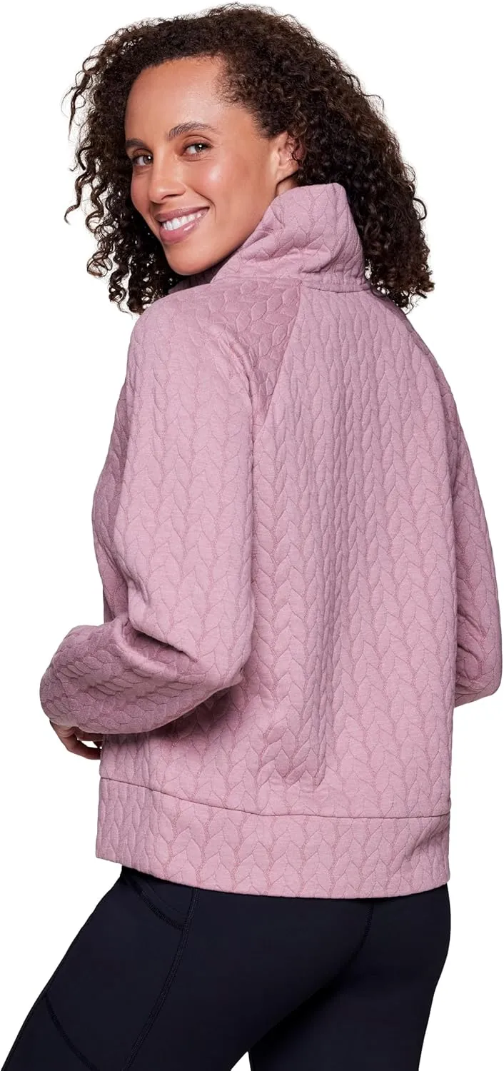 RBX Active Women's Ultra Soft Quilted Cowl Neck Pullover Sweatshirt