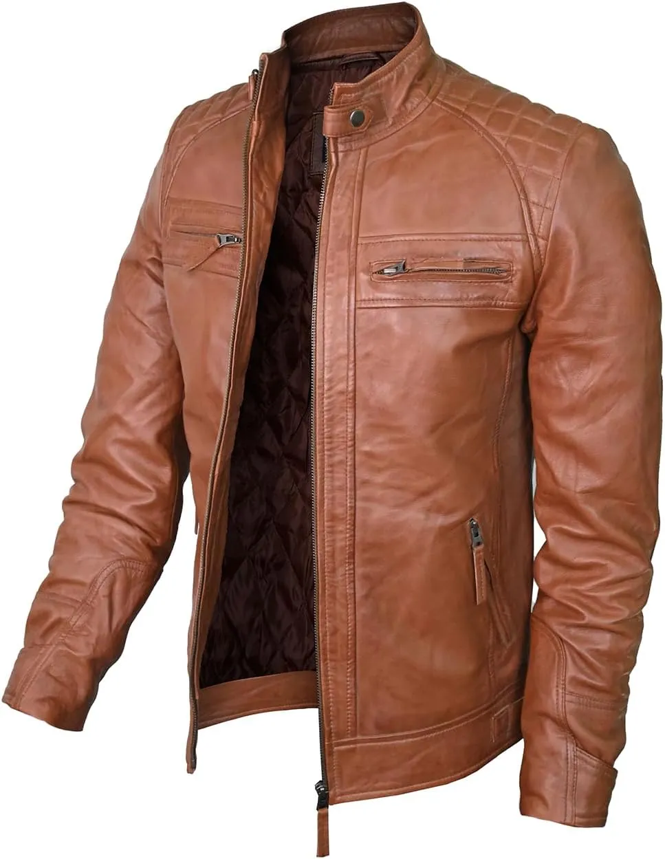 Real Leather Jacket Men - Motorcycle Soft Real SheepSkin Leather Jacket