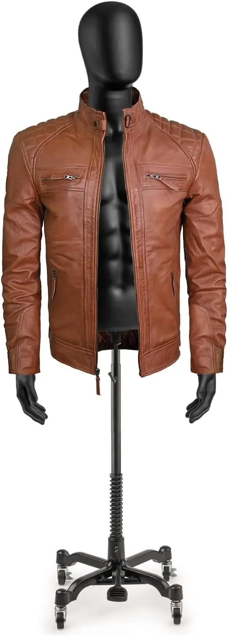 Real Leather Jacket Men - Motorcycle Soft Real SheepSkin Leather Jacket