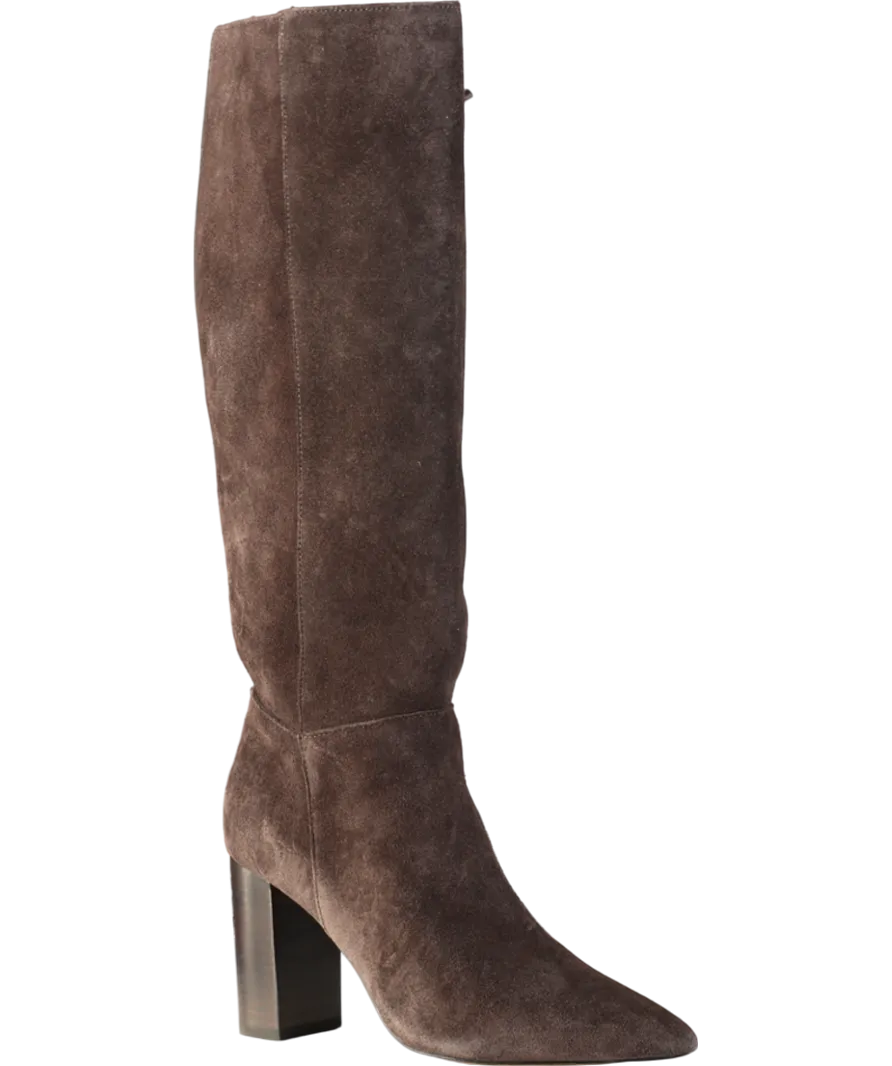 REISS Brown Bianca Block Heeled Knee Boot UK 5 EU 38 