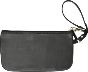 RFID Safe Soft-Sided Premium Leather Zippered Wristlet Wallet.