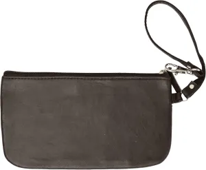 RFID Safe Soft-Sided Premium Leather Zippered Wristlet Wallet.