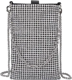 Rhinestone Crossbody Cell Phone Purse Wallet Classic Shoulder Strap Evening Clutch Purses Crystal Party Handbags