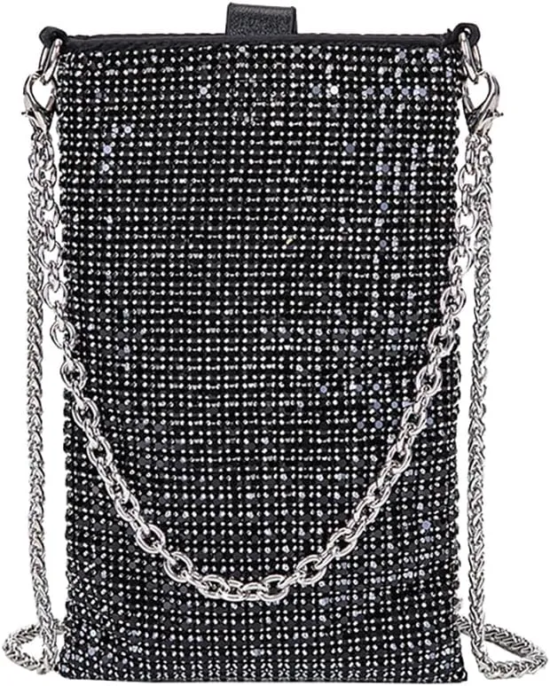 Rhinestone Crossbody Cell Phone Purse Wallet Classic Shoulder Strap Evening Clutch Purses Crystal Party Handbags