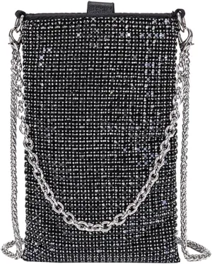 Rhinestone Crossbody Cell Phone Purse Wallet Classic Shoulder Strap Evening Clutch Purses Crystal Party Handbags
