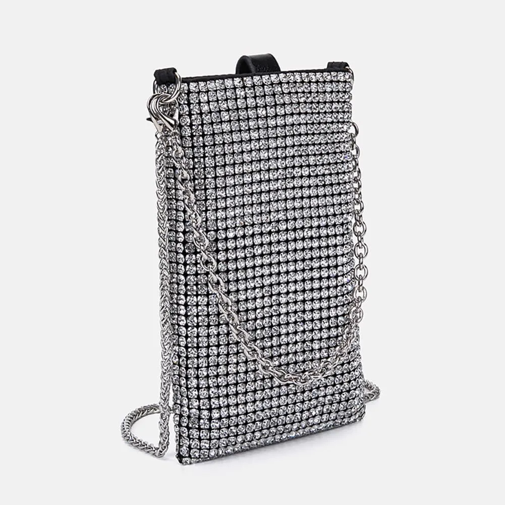 Rhinestone Crossbody Cell Phone Purse Wallet Classic Shoulder Strap Evening Clutch Purses Crystal Party Handbags