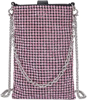 Rhinestone Crossbody Cell Phone Purse Wallet Classic Shoulder Strap Evening Clutch Purses Crystal Party Handbags