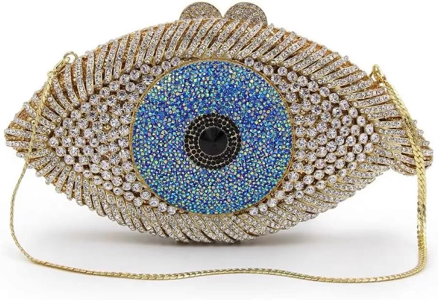 Rhinestone Purses for Women Women's Evening Handbags Unique Purses Bling Purse Money Bags for Party Evil Eye Clutch Gold