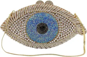 Rhinestone Purses for Women Women's Evening Handbags Unique Purses Bling Purse Money Bags for Party Evil Eye Clutch Gold