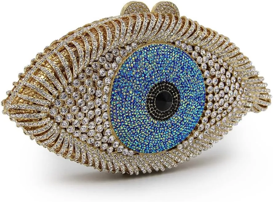Rhinestone Purses for Women Women's Evening Handbags Unique Purses Bling Purse Money Bags for Party Evil Eye Clutch Gold