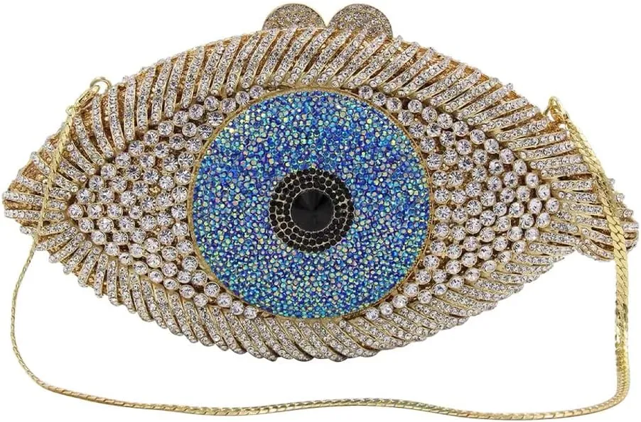 Rhinestone Purses for Women Women's Evening Handbags Unique Purses Bling Purse Money Bags for Party Evil Eye Clutch Gold