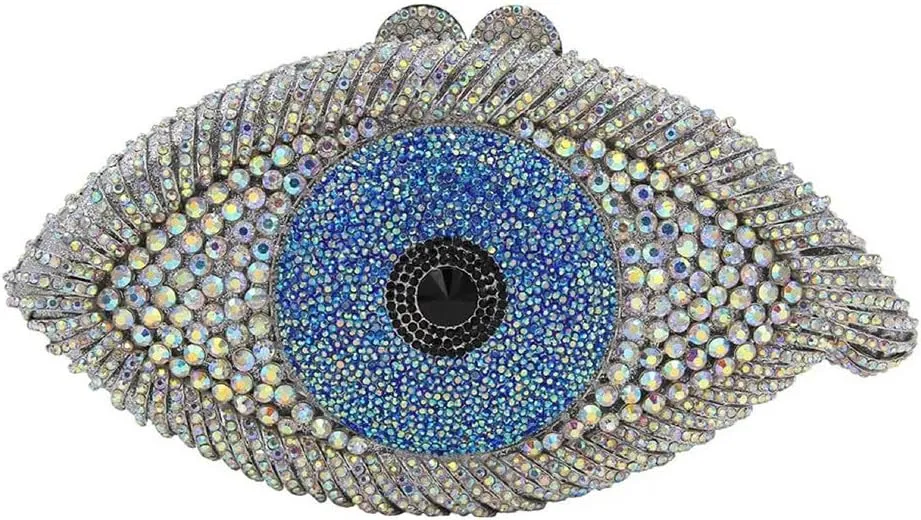 Rhinestone Purses for Women Women's Evening Handbags Unique Purses Bling Purse Money Bags for Party Evil Eye Clutch Silver AB