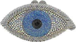 Rhinestone Purses for Women Women's Evening Handbags Unique Purses Bling Purse Money Bags for Party Evil Eye Clutch Silver AB