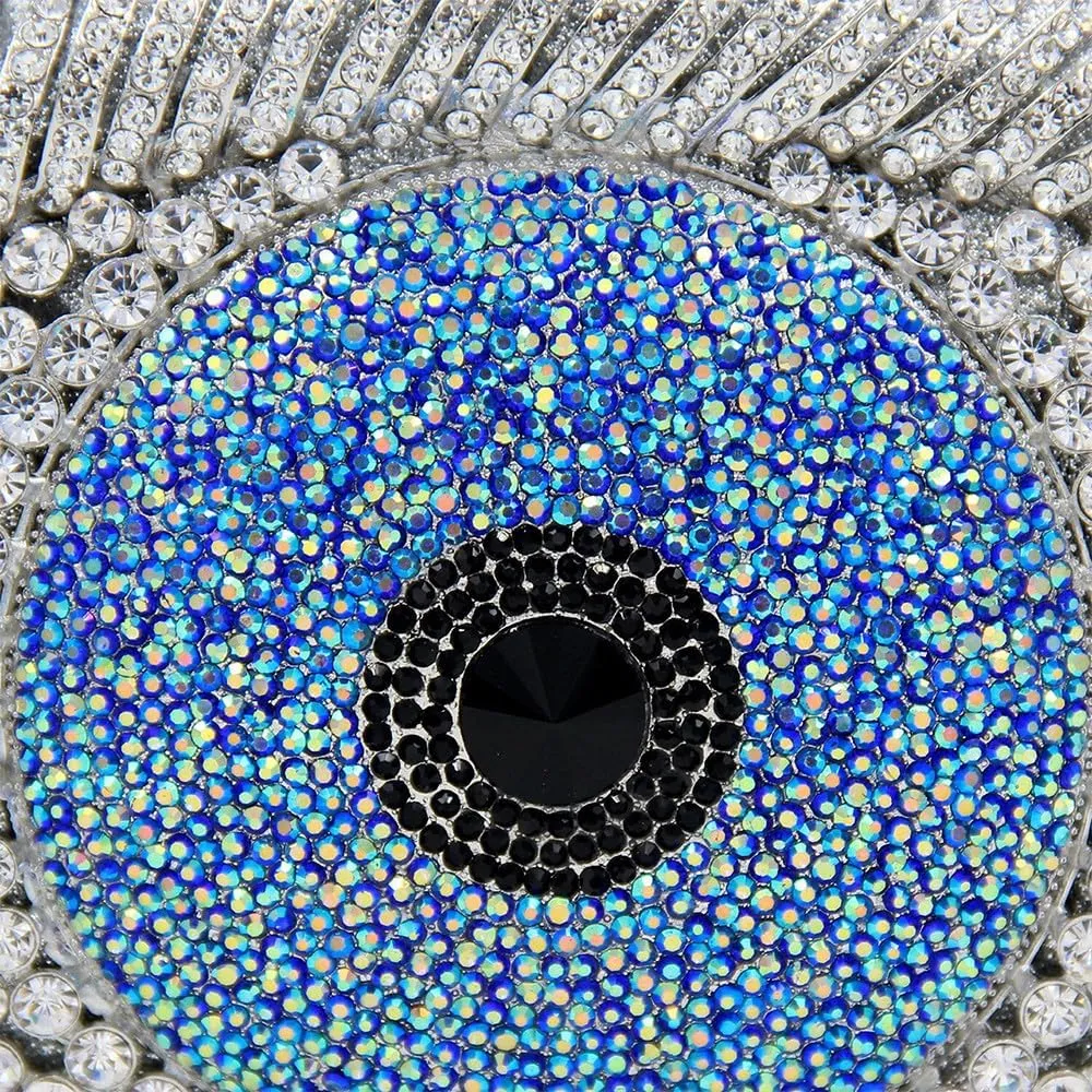 Rhinestone Purses for Women Women's Evening Handbags Unique Purses Bling Purse Money Bags for Party Evil Eye Clutch Silver