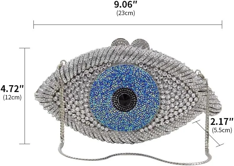 Rhinestone Purses for Women Women's Evening Handbags Unique Purses Bling Purse Money Bags for Party Evil Eye Clutch Silver
