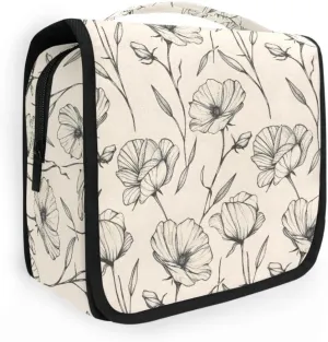 senya Hanging Travel Toiletry Bag Delicate Floral Tattoos Kit Makeup Case Cosmetics Organizer for Men Women