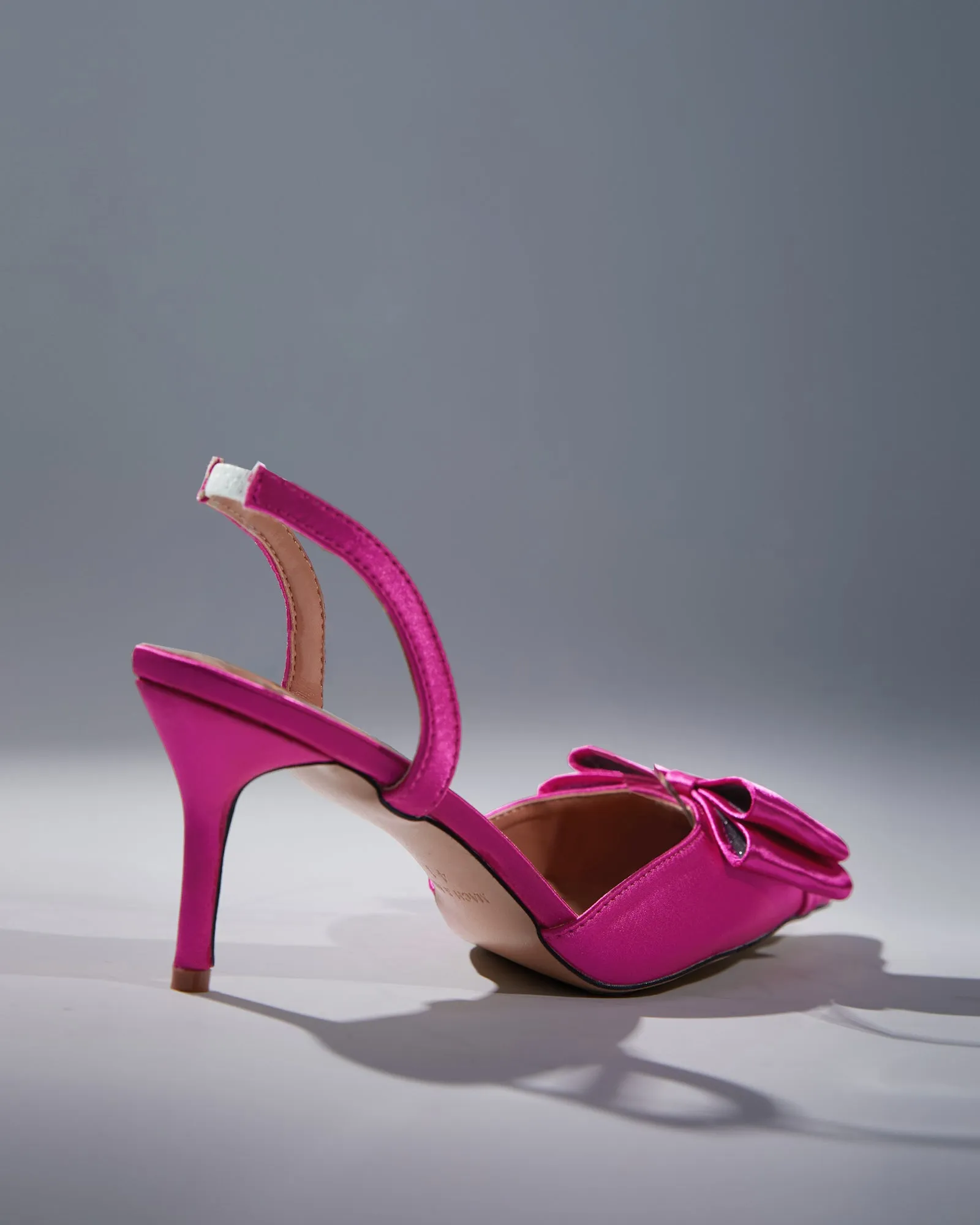 Siena Bow Satin Slingback Pumps In Hot Pink
