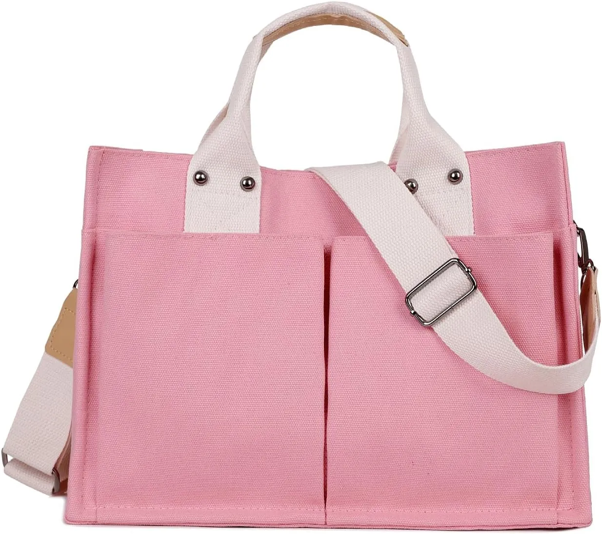 Simple and Fashionable Multi Pocket Canvas Tote Bags for Women