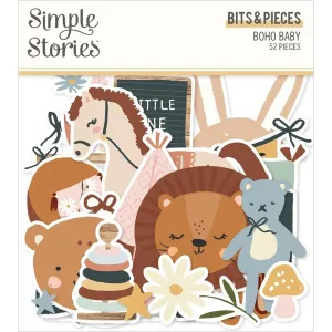 Simple Stories Boho Baby Bits & Pieces Die-Cuts 52 pack