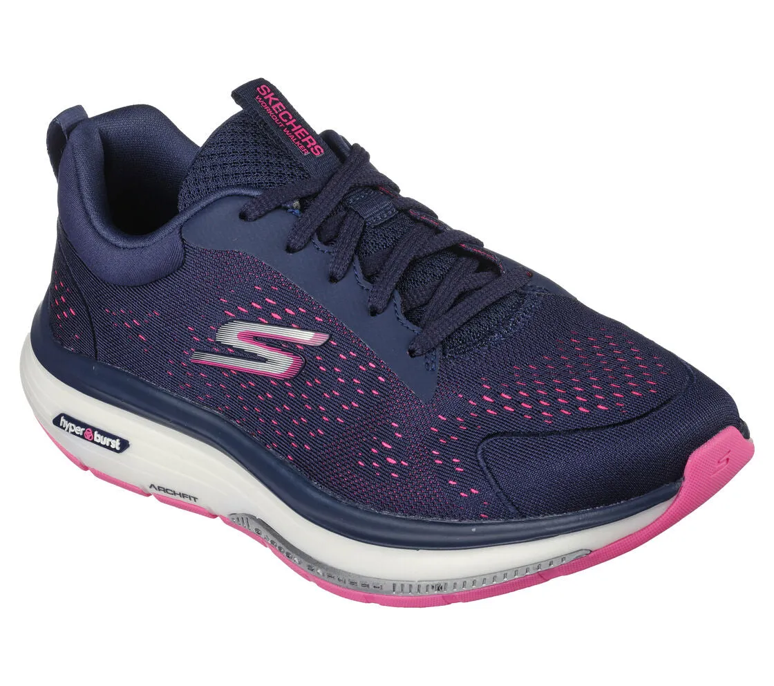 Skechers Women's 124933/NVHP GO WALK Workout Walker - Outpace Trainers Navy Hot Pink