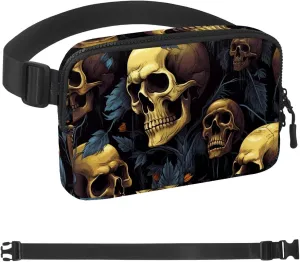 Skull G Fanny Packs for Women Men, Crossbody Belt Bag with Zipper Pockets,Waterproof Waist Packs with Adjustable Strap for Workout Running Traveling Hiking