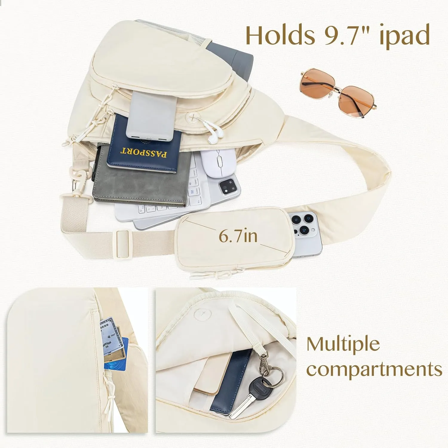 Sling Bag Nylon Crossbody Purse Adjustable Strap Shoulder Anti Theft Crossbody Bags for Women Travel