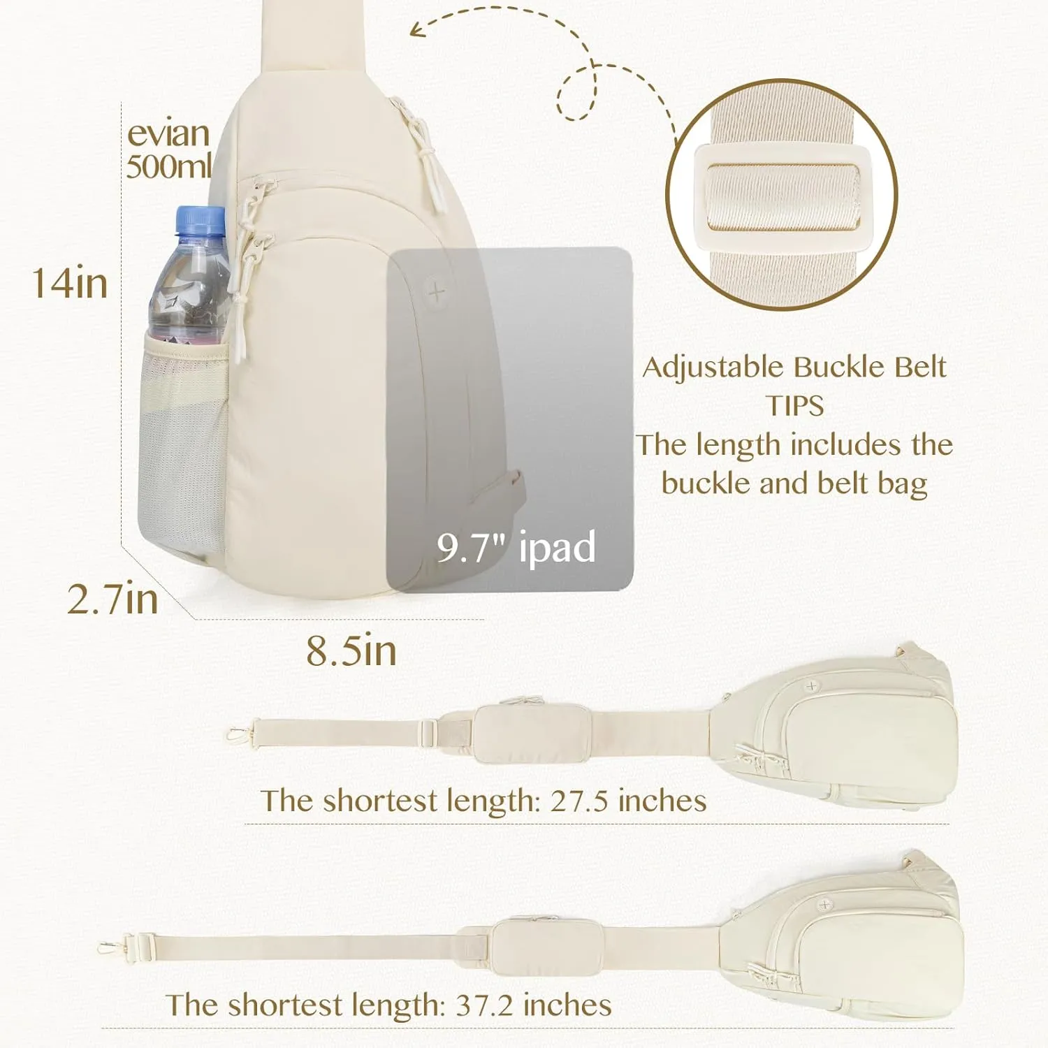 Sling Bag Nylon Crossbody Purse Adjustable Strap Shoulder Anti Theft Crossbody Bags for Women Travel