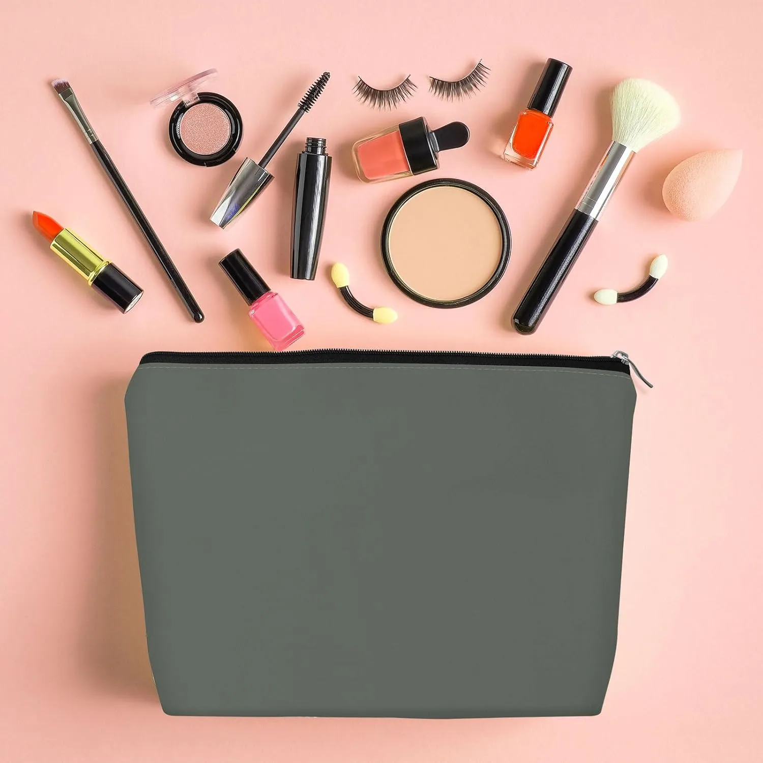 Small Makeup Bag for Purse Zipper Cosmetic Bag Craft Makeup Pouch Mini Travel Cosmetic Bag Portable Versatile Bag Accessories Make Up Organizer 9.8 x 6.7 Inch