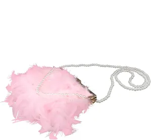 SOIMISS Evening Purse with Pearl Strap Chain Clutch Bags Crossbody Bag for Women (Pink)