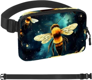 Star Cloud Bee Fanny Packs for Women Men, Crossbody Belt Bag with Zipper Pockets,Waterproof Waist Packs with Adjustable Strap for Workout Running Traveling Hiking
