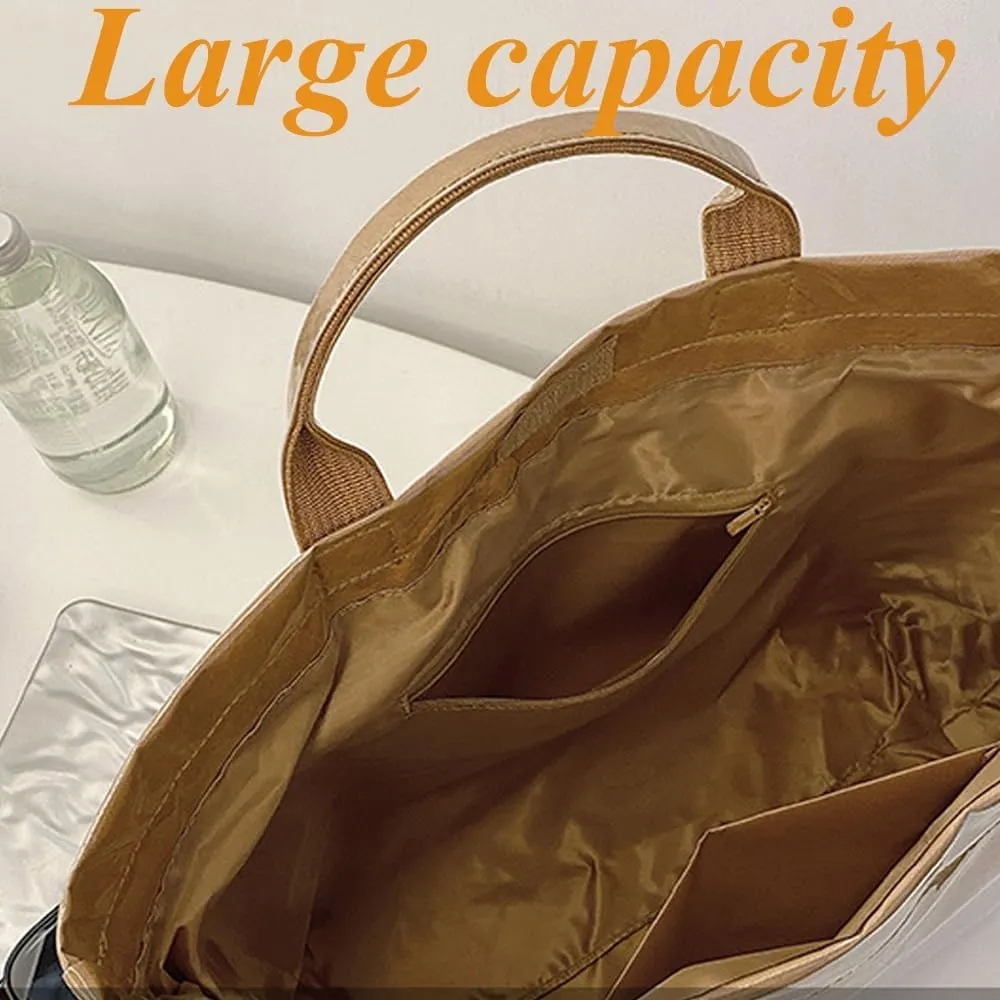 Stellaya Tote Bag Leopard, PVC Letters Plastic Tote Bags, Retro Large Kraft Paper Animal Cheetah Print Handbag