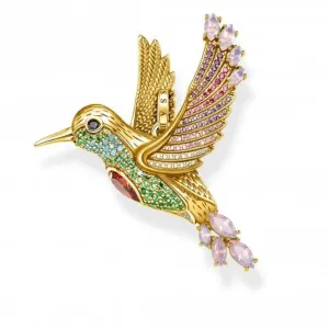 Sterling Silver Gold Plated Colourful Hummingbird Pendant PE875-488-7