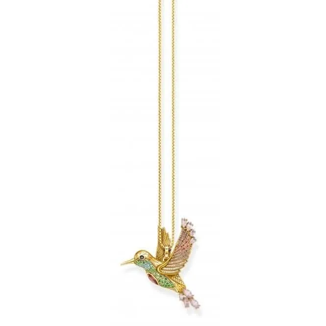 Sterling Silver Gold Plated Colourful Hummingbird Pendant PE875-488-7