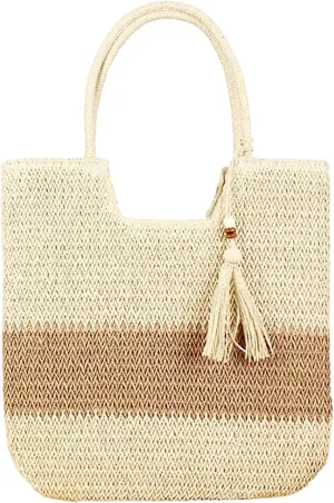 Straw Woven Crossbody Bags Top-Handle Bags for Summer Woven Tote Bag Crochet Handbag Handmade Bag