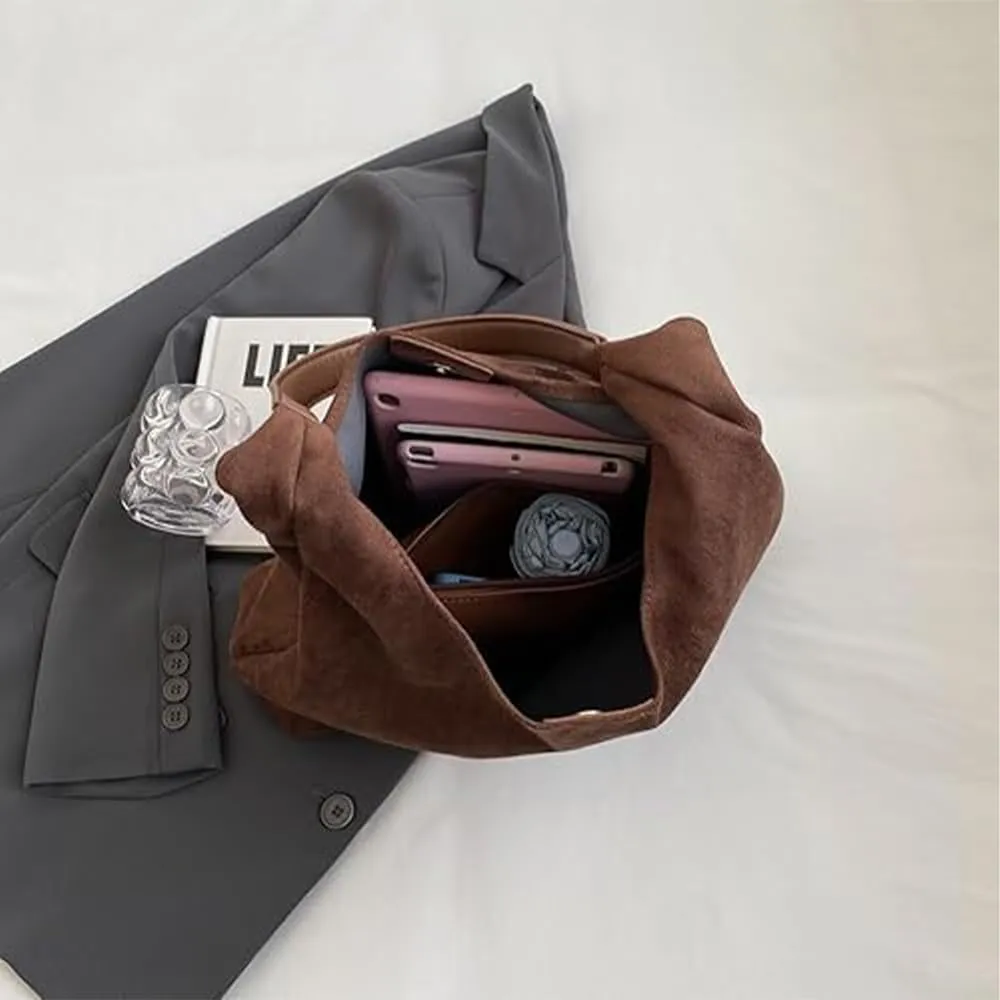 Suede Bag for Women - Brown Handbag Tote Hobo Purse